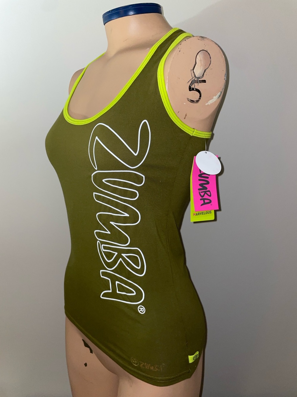 Zumba Racerback Tank Top Women Size Medium Go For Green Khaki NWT
